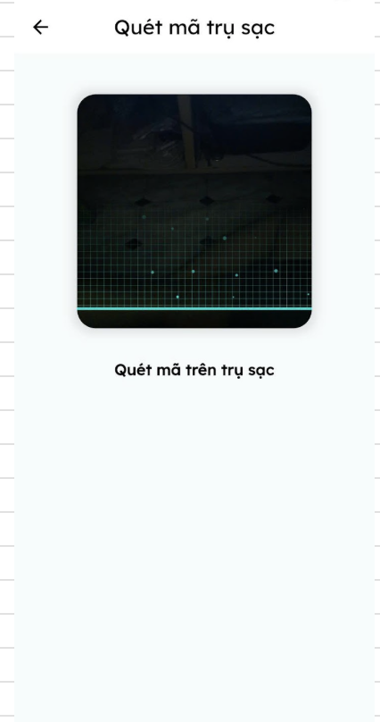 Màn hình quét QR bắt đầu phiên sạc